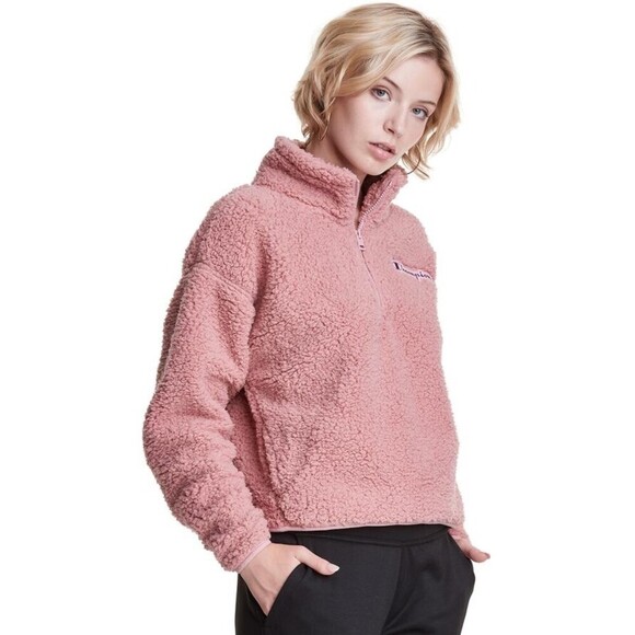 Champion Women’s Cozy Sweatshirts High Pile Quarter Zip In Dusty Pink Size M - Picture 8 of 10